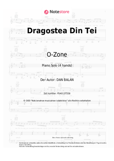 Noten, Akkorde O-Zone - Dragostea Din Tei