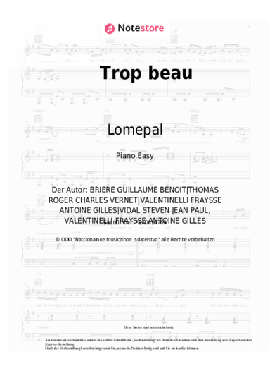 Noten, Akkorde Lomepal - Trop beau