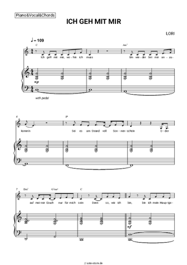 Noten, Akkorde LORI - ICH GEH MIT MIR