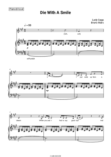 Noten, Akkorde Lady Gaga, Bruno Mars - Die With A Smile