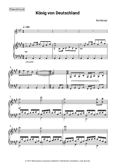 Noten, Akkorde Rio Reiser - König von Deutschland