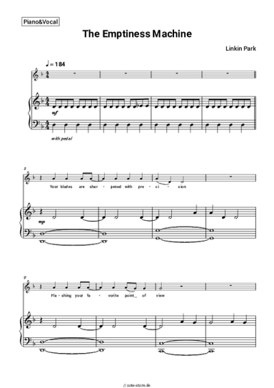 Noten, Akkorde Linkin Park - The Emptiness Machine