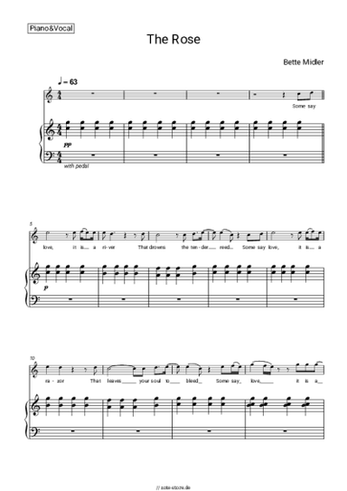 Noten, Akkorde Bette Midler - The Rose