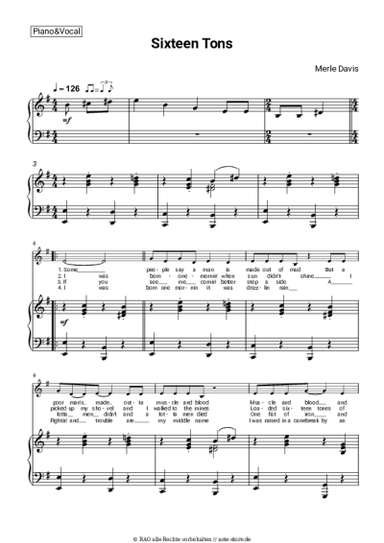 Noten, Akkorde Merle Travis - Sixteen Tons