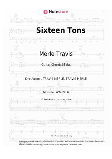 Noten, Akkorde Merle Travis - Sixteen Tons