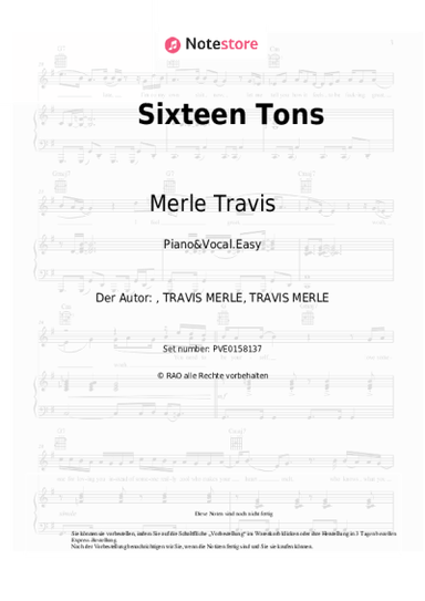Noten, Akkorde Merle Travis - Sixteen Tons