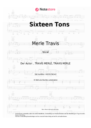 Noten, Akkorde Merle Travis - Sixteen Tons