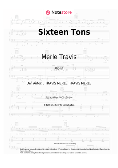 Noten, Akkorde Merle Travis - Sixteen Tons