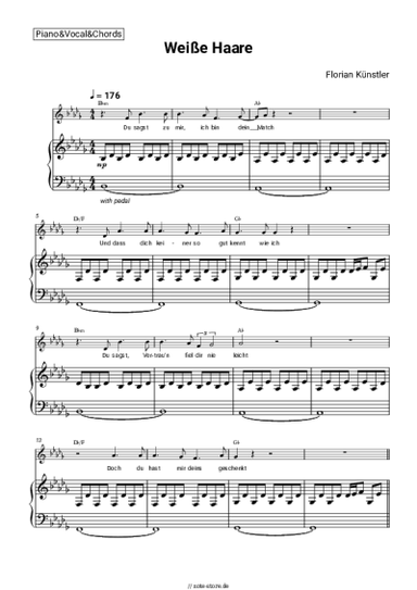 Noten, Akkorde Florian Künstler - Weiße Haare