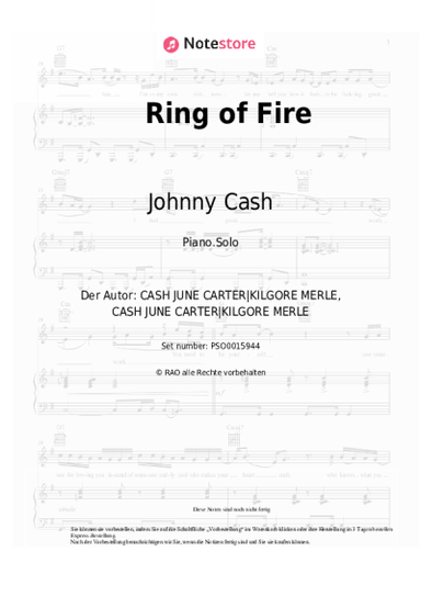 Noten, Akkorde Johnny Cash - Ring of Fire