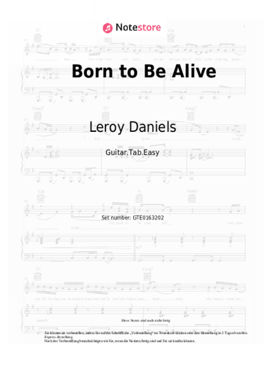 Noten, Akkorde Leroy Daniels, DJ Tom - Born to Be Alive