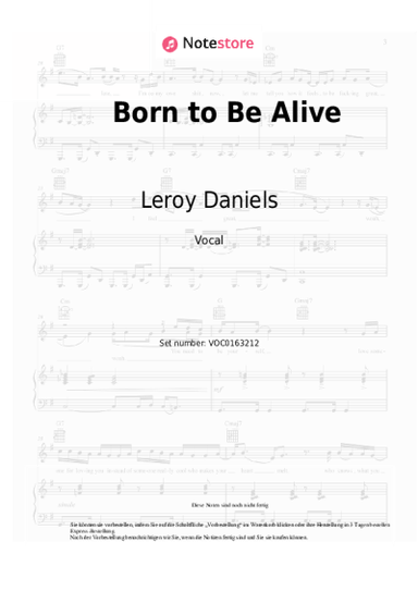 Noten, Akkorde Leroy Daniels, DJ Tom - Born to Be Alive