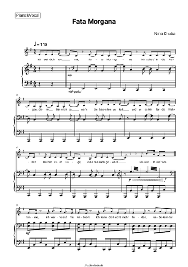 Noten, Akkorde Nina Chuba, Tokio Hotel - Fata Morgana