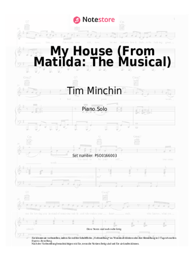 Noten, Akkorde Tim Minchin - My House (From Matilda: The Musical)