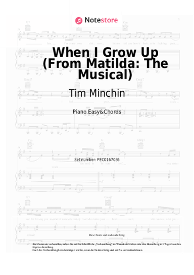 Noten, Akkorde Tim Minchin - When I Grow Up (From Matilda: The Musical)