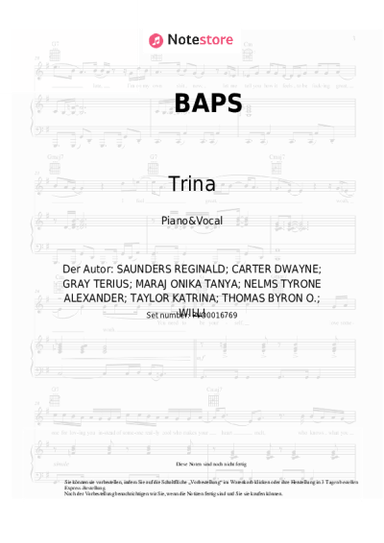 Noten, Akkorde Trina, Nicki Minaj - BAPS