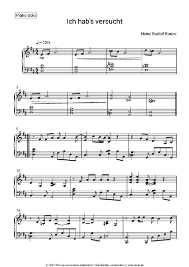 Noten, Akkorde Heinz Rudolf Kunze - Ich habs versucht 