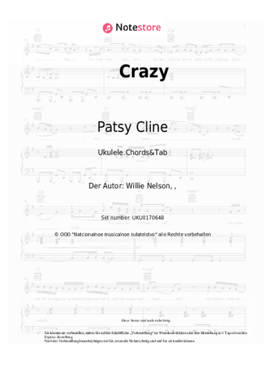 Noten, Akkorde Patsy Cline - Crazy