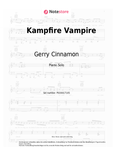 Noten, Akkorde Gerry Cinnamon - Kampfire Vampire