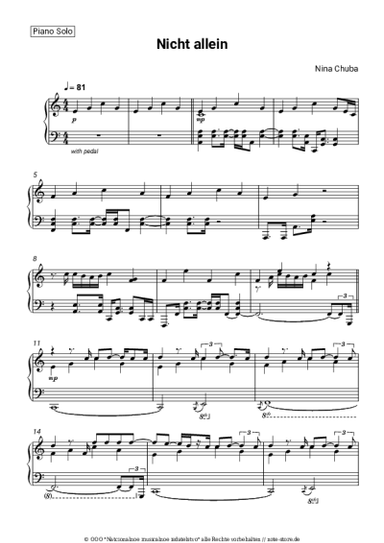 Noten, Akkorde Nina Chuba - Nicht allein