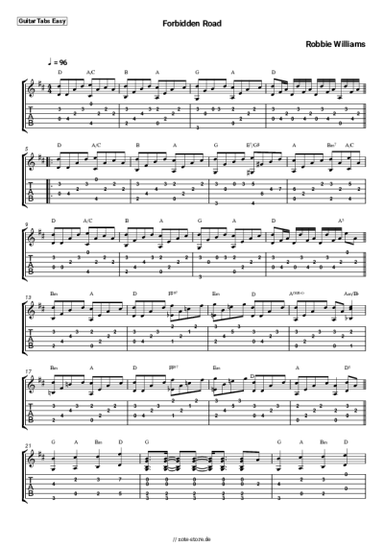 Noten, Akkorde Robbie Williams - Forbidden Road