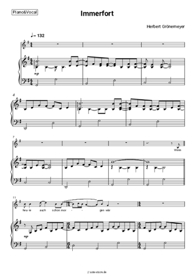 Noten, Akkorde Herbert Grönemeyer - Immerfort