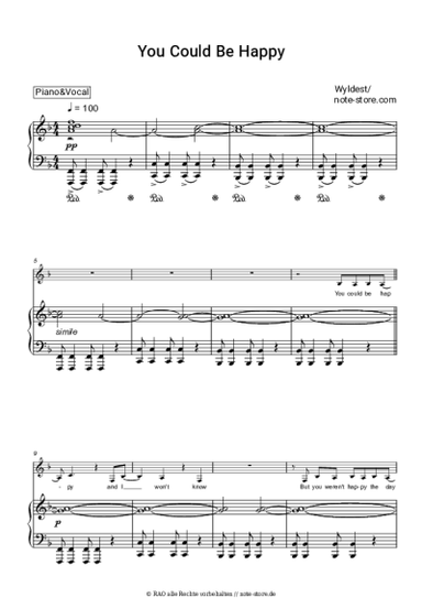 Noten, Akkorde Wyldest - You Could Be Happy