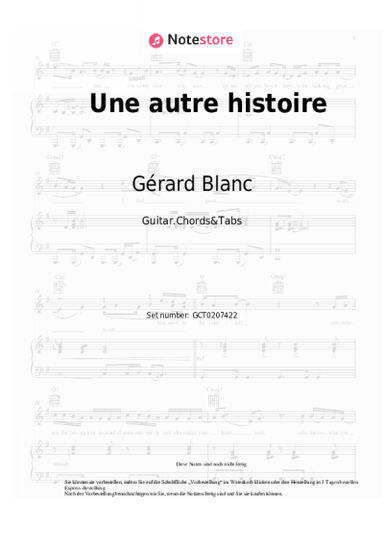 Noten, Akkorde Gérard Blanc - Une autre histoire