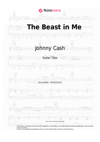 Noten, Akkorde Johnny Cash - The Beast in Me