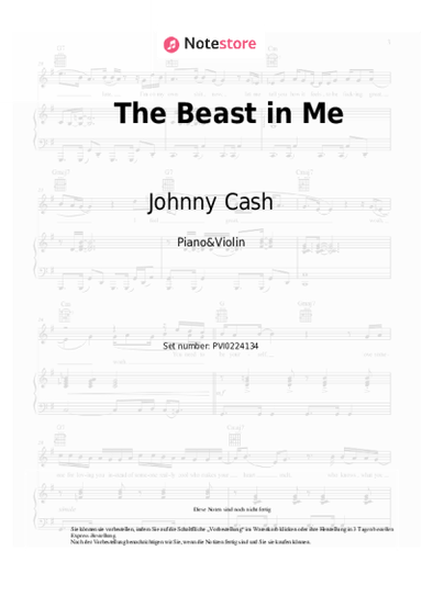 Noten, Akkorde Johnny Cash - The Beast in Me