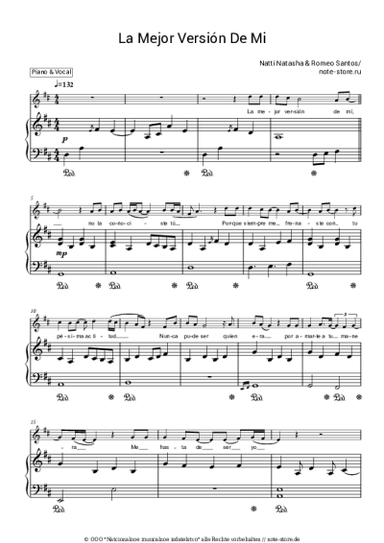 Noten, Akkorde Natti Natasha, Romeo Santos - La Mejor Versión De Mi