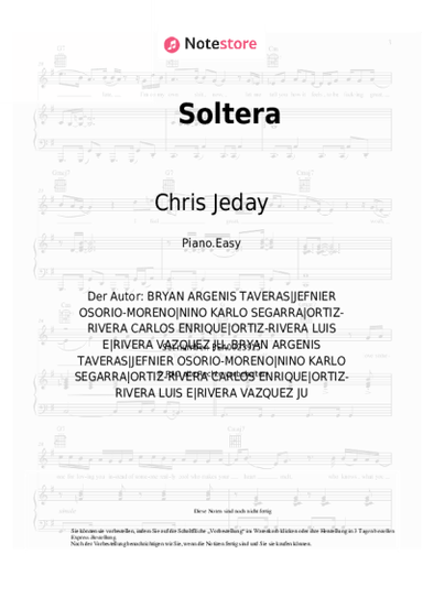 Noten, Akkorde Chris Jeday, Gaby Music, Lunay - Soltera