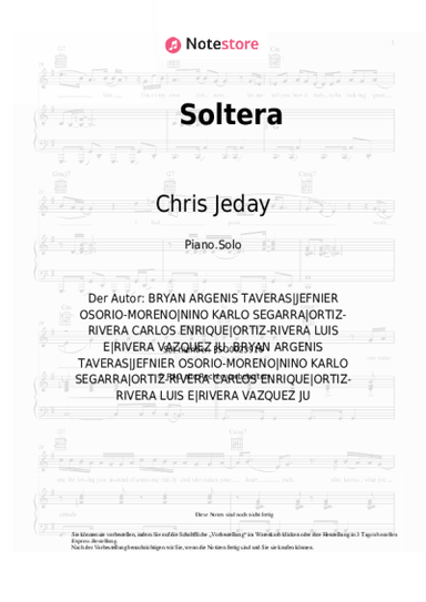 Noten, Akkorde Chris Jeday, Gaby Music, Lunay - Soltera
