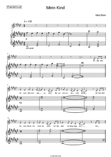 Noten, Akkorde Herzchen - Mein Kind