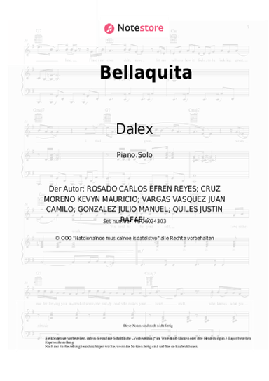 Noten, Akkorde Dalex, Lenny Tavarez, Justin Quiles, Farruko, Natti Natasha, Anitta - Bellaquita (Remix) 