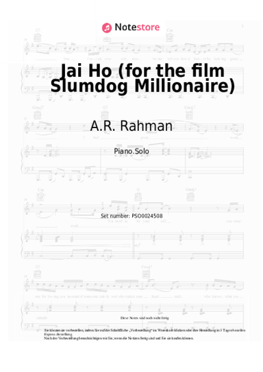 Noten, Akkorde A.R. Rahman - Jai Ho (for the film Slumdog Millionaire)