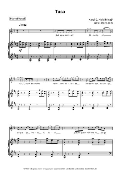 Noten, Akkorde Karol G, Nicki Minaj - Tusa