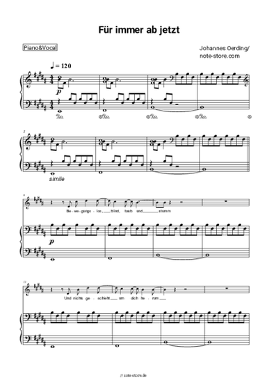 Noten, Akkorde Johannes Oerding - Fur immer ab jetzt