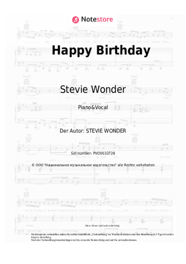 Noten, Akkorde Stevie Wonder - Happy Birthday