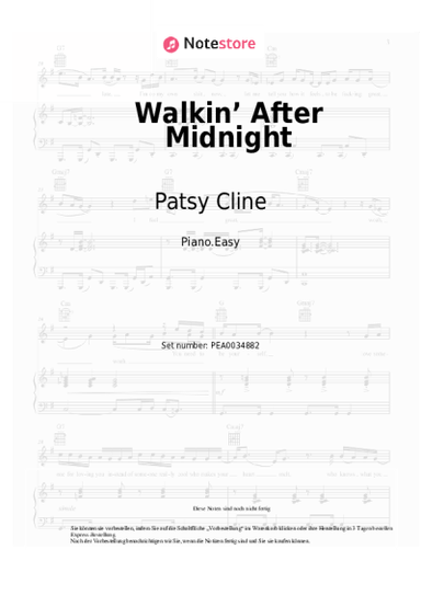 Noten, Akkorde Patsy Cline - Walkin’ After Midnight