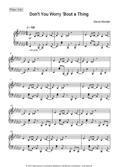 Noten, Akkorde Stevie Wonder - Don’t You Worry ’Bout a Thing