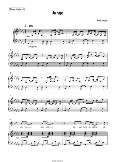 Noten, Akkorde Die Arzte - Junge