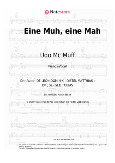 Noten, Akkorde Udo Mc Muff, Kreisligalegende, Ikke Huftgold - Eine Muh, eine Mah