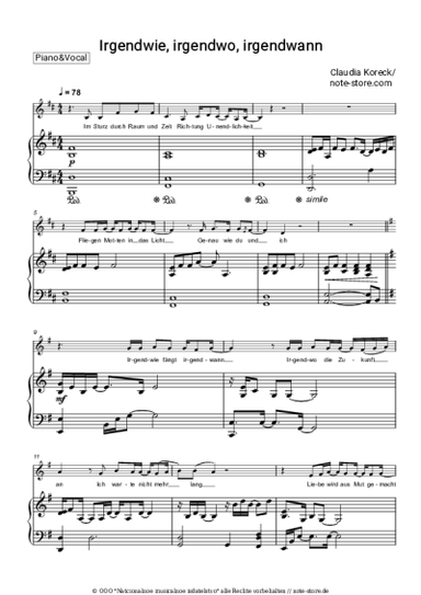 Noten, Akkorde Claudia Koreck - Irgendwie, irgendwo, irgendwann