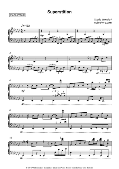 Noten, Akkorde Stevie Wonder - Superstition