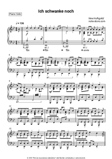 Noten, Akkorde Ikke Huftgold - Ich schwanke noch