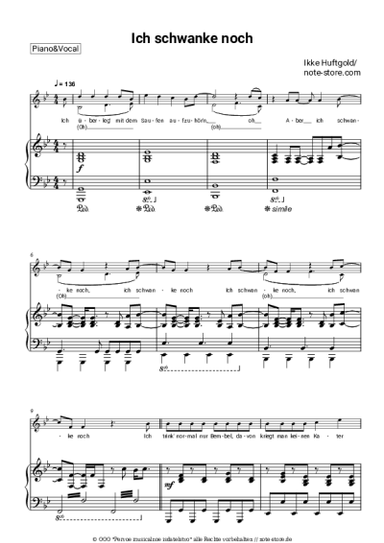 Noten, Akkorde Ikke Huftgold - Ich schwanke noch