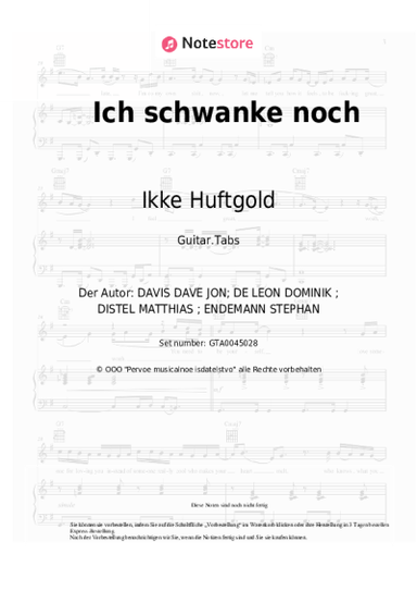 Noten, Akkorde Ikke Huftgold - Ich schwanke noch