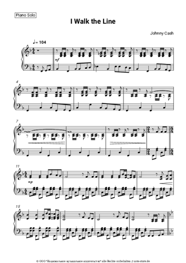 Noten, Akkorde Johnny Cash - I Walk the Line