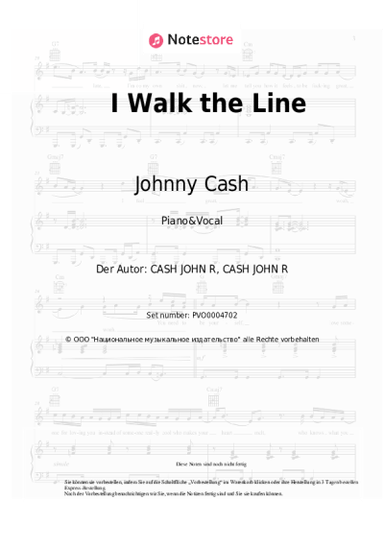 Noten, Akkorde Johnny Cash - I Walk the Line